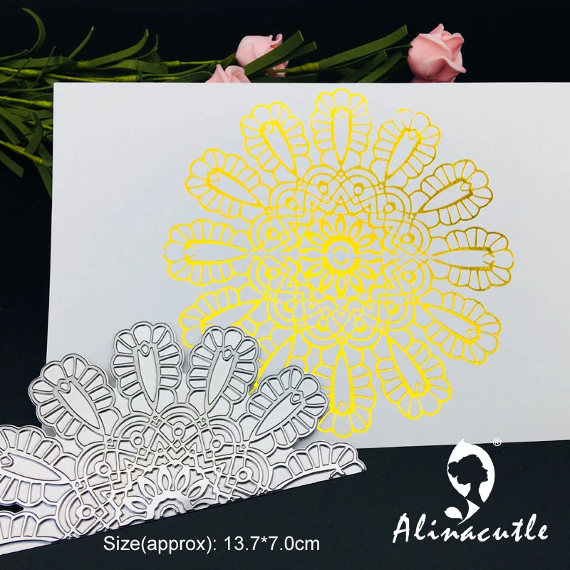 Hot Foil Plate Hot Foil Stamping Metal Die SemiCircle Flower Doily DIY