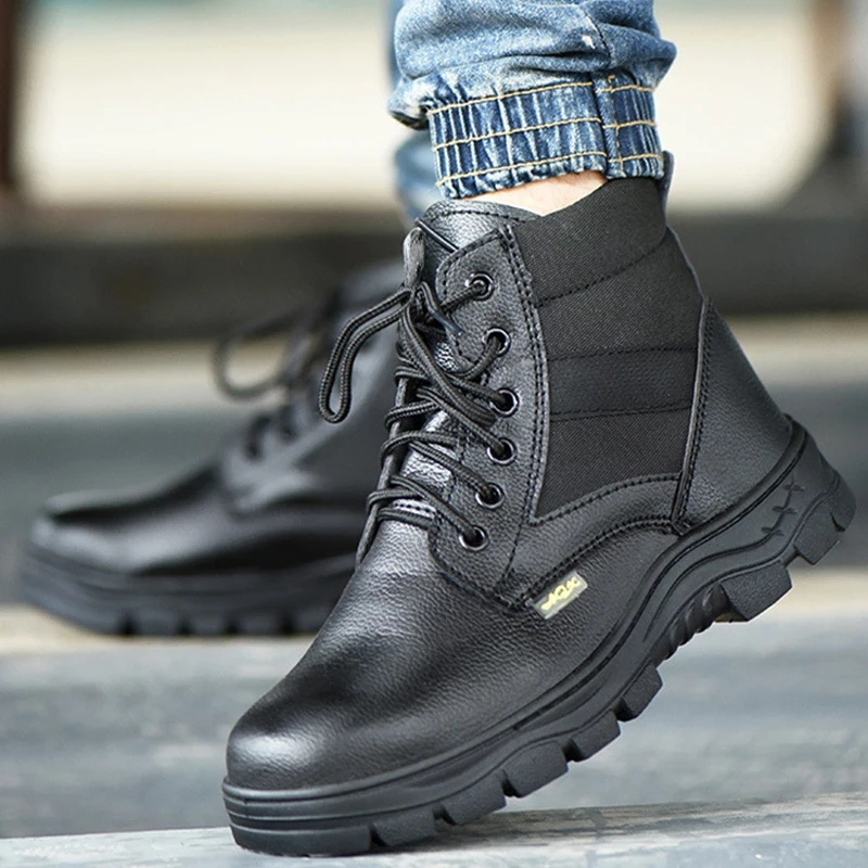 Zapatos de seguridad de cuero para hombre, botas de trabajo a prueba de perforaciones, zapatos de punta de acero, zapatos industriales de seguridad, botas de invierno indestructibles - Imagen 6