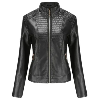 

Winter Warm Women Short Coat Leather Jacket Parka Zipper Tops Overcoat Outwear Zippers Short Female Faux Leather Jackets Y909