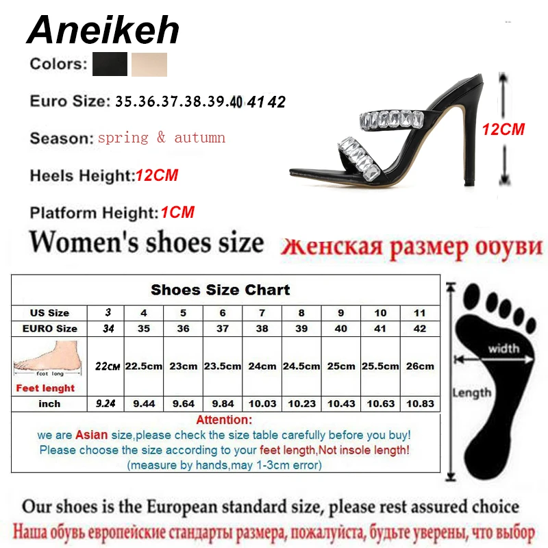 Aneikeh; коллекция года; модная обувь со стразами; женские Босоножки на каблуке; босоножки на высоком тонком каблуке с открытым носком; женские туфли-лодочки с ремешком на пятке в римском стиле