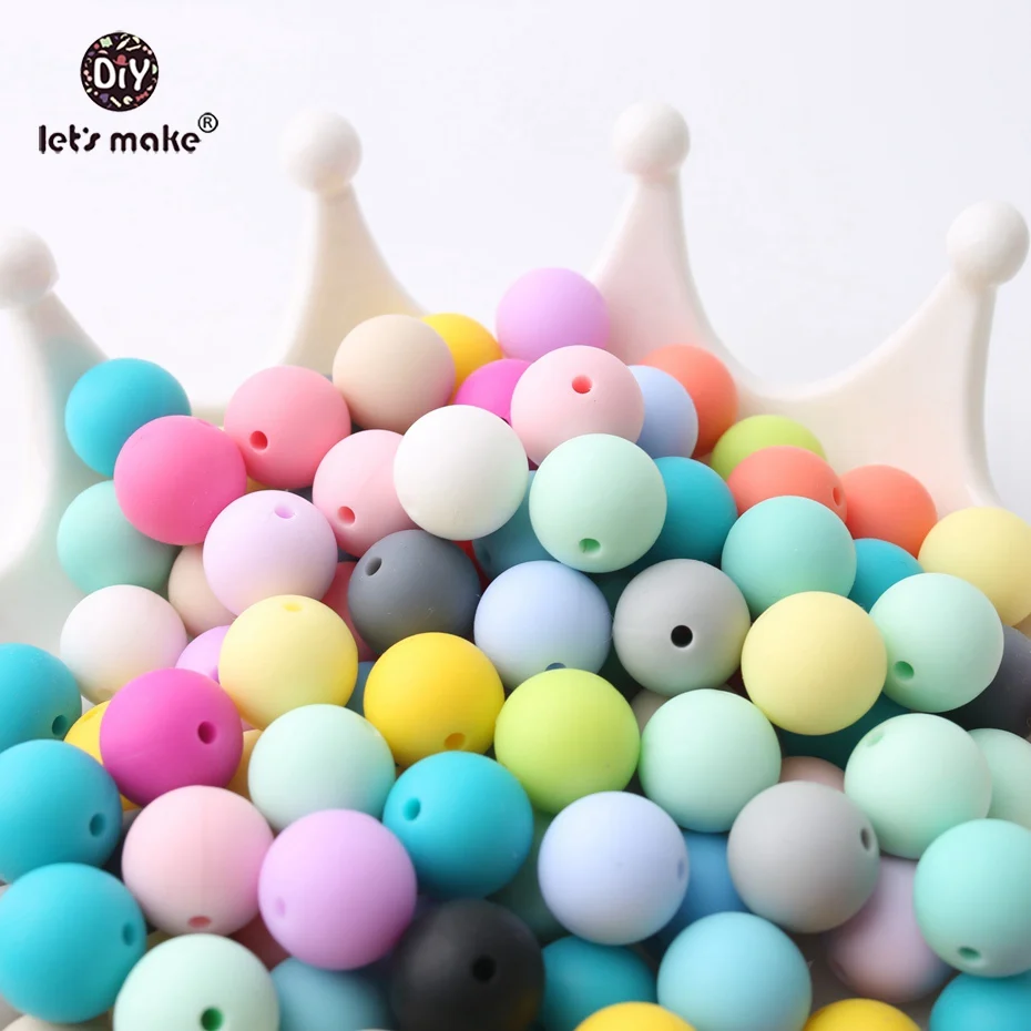 Let's Make 10pcs Silicone Beads 15mm Silicone Beads BPA Free Baby Teether Round Beads Food Grade Beads DIY Beads