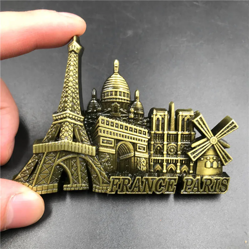 French panoramic 4 Металлический Премиум 3D стерео наклейка на холодильник магнитный сувенир туристический сувенир аттракционы украшения для кухни - Цвет: French panoramic 4