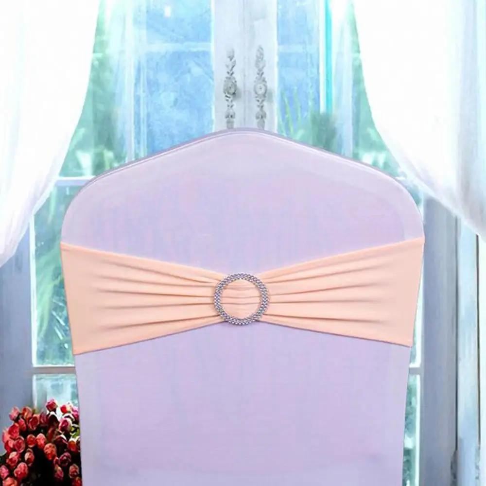 

12pcs Spandex Chair Cover Sash Buckle Stretch Wedding Chair Cover Band Chairs Bow Band Belt Ties for Wedding Banquet Decor