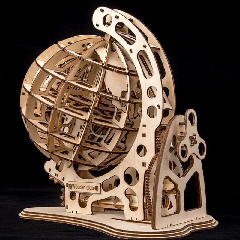 Деревянный глобус головоломка 3D DIY механический привод модель Трансмиссия вращающиеся головоломки для сборки украшения дома и офиса