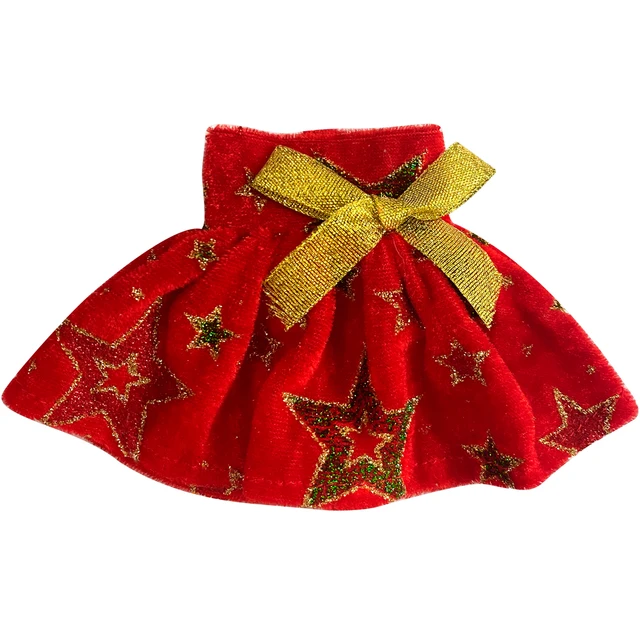 Christmas Elf Doll Fairy Red Clothes Bow Skirt Dress Toys For Children Accessories Christmas Gift Elves（No Doll）m29 Auburn