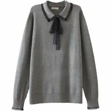^#Cheap Plus Size Casual Essential Sweaters Women 2019 Autumn Winter Fashion Loose Long Sleeve BOW Knitting Pullovers E2-9507 ^#Cheap Plus Size Casual Essential Sweaters Women 2019 Autumn Winter Fashion Loose Long Sleeve BOW Knitting Pullovers E2-9507