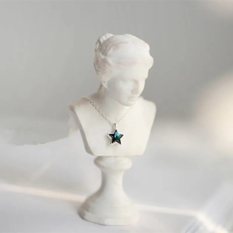 Серебряная синяя кристаллическая звезда ожерелье s& Подвески модная пятиконечная звезда цепочка для колье ожерелье женские ювелирные изделия