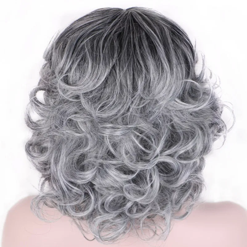 WoodFestival Серый Черный Короткие парики для женщин термостойкие волосы Косплей синтетический парик кудрявый