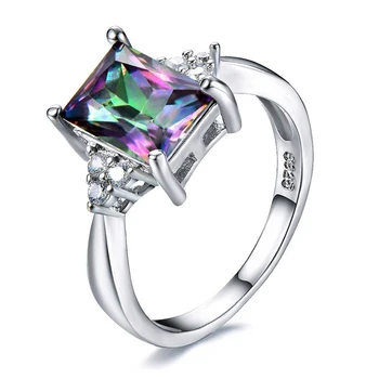 

3 Colors /Engagement Wedding Plated Rings for Woman Colorful Square Cubic Zirconia Stone sapphire Wathet Navy Blue Men's rings
