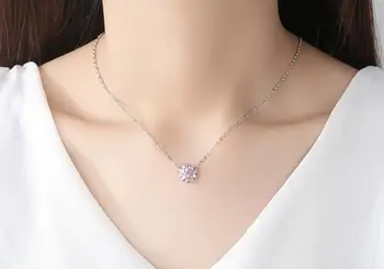 

YGU02 925 Silver Zircon Girls Wedding Garment Necklace Birthday Party Gift