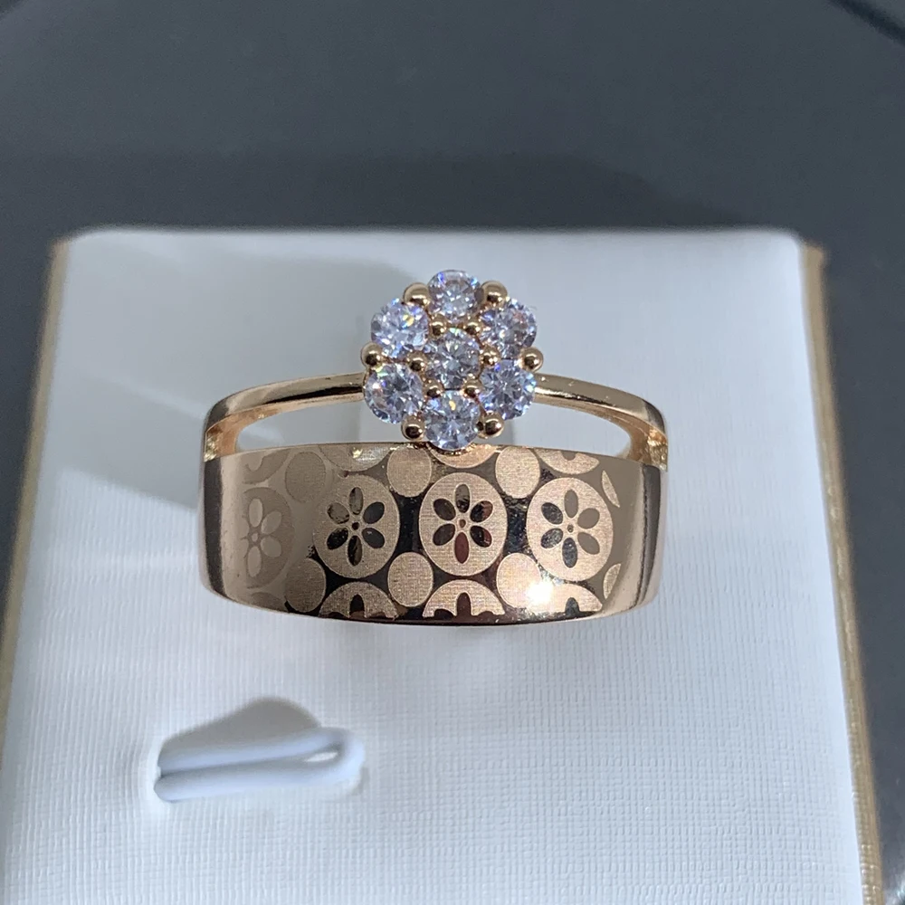 LUALA Shiny Clear Zircon Rose Gold Ring For Women Fashion Square Engagement Party Bride Wedding Luxury Jewelry Bijoux No Fade | Украшения и