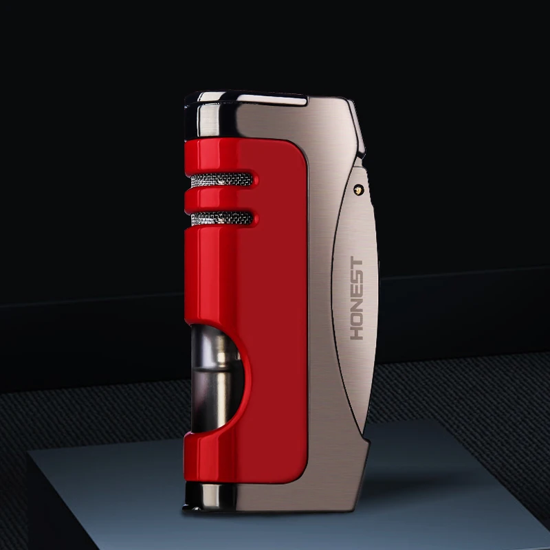 Red Прямо в зажигалку, чтобы разжигать мощное пламя сигары, заполненный газом ветрозащитный пистолет-распылитель и личный гаджет для курения - Цвет: Red