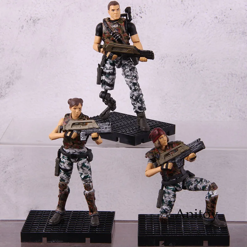

Hot Game Aliens: Colonial Marines Action Figure 1:18 Scale Bella Cruz Redding Soliders Figure PVC Collectible Model Toy 3pcs/set
