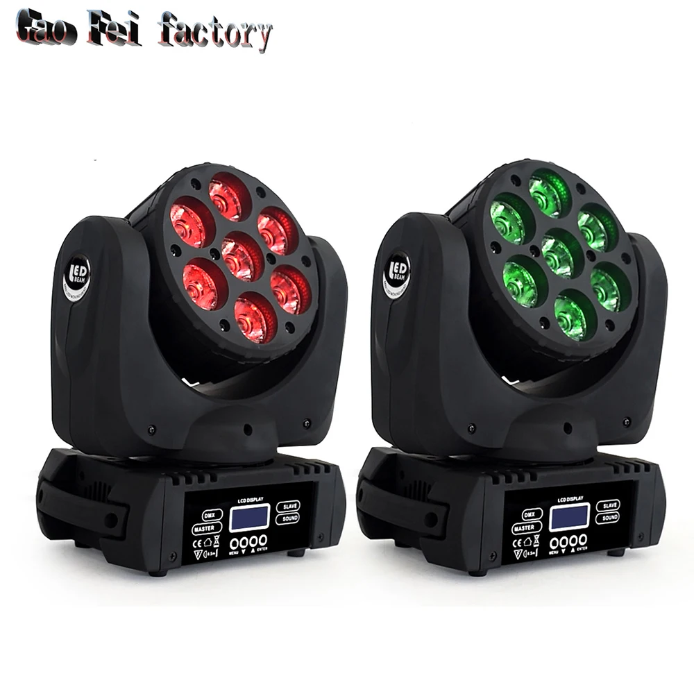 

moving head dj lights LED 7X12W RGBW 4in1 LED Stage Effect beam Lights DMX wash spot lights for DJ Disco Stage Party Lighting