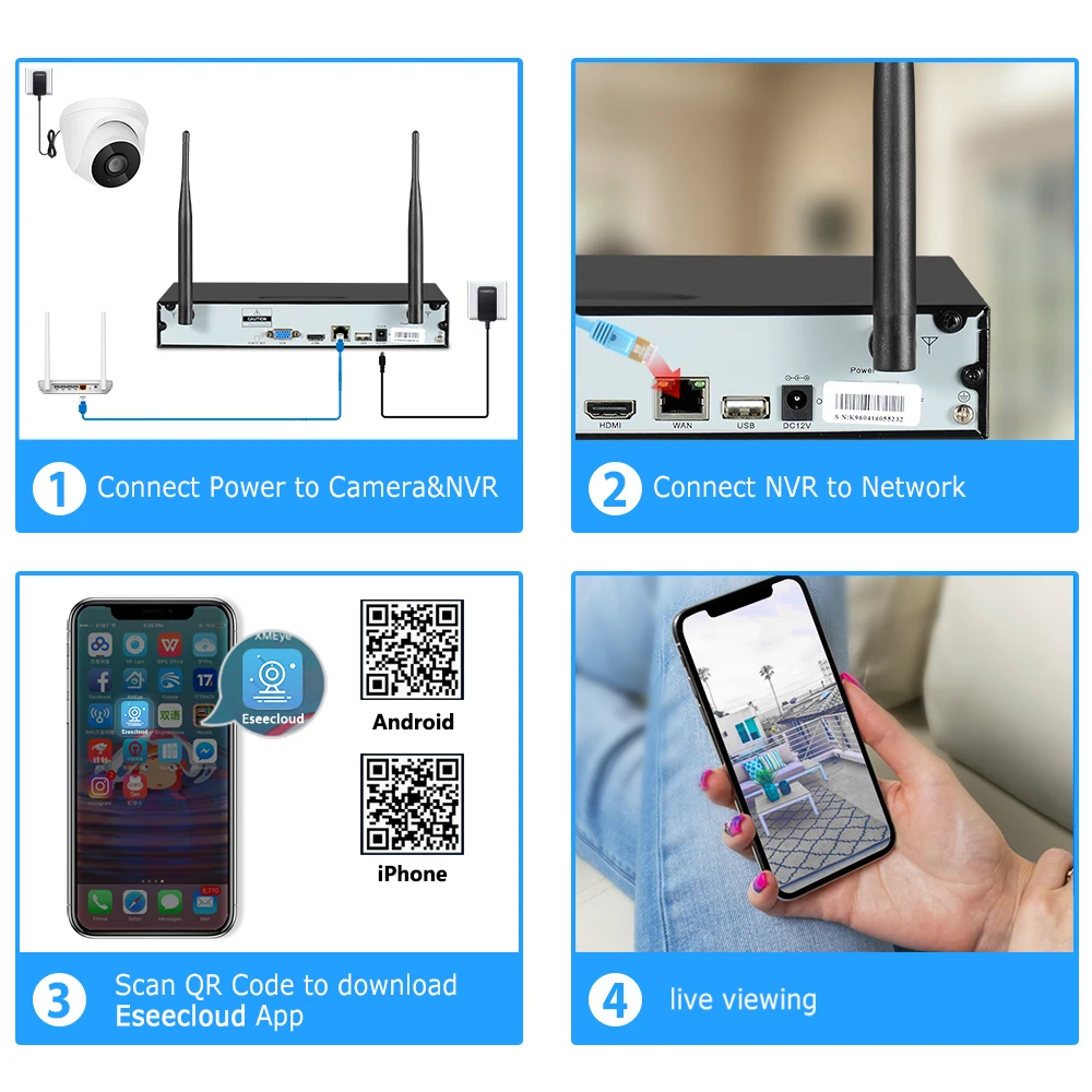  Anran 1080P Hd Audio Cctv Camera System 8 Ch Nvr Kit Wifi Sistema di Telecamere di Sicurezza di Cas