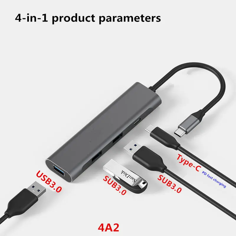 Type C PD Быстрая зарядка USB C концентратор для нескольких USB 3,0 HDMI док-станция адаптер для смартфонов Macbook Pro Аксессуары USB-C USB C концентратор - Color: Gray