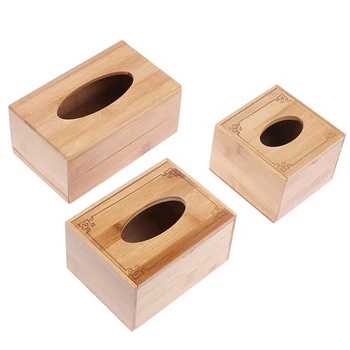 

Tissue Storage Box Bamboo Square Tissue Box Creative Seat Type Roll Paper Tissue Canister Eco-Friendly Box Table Decor