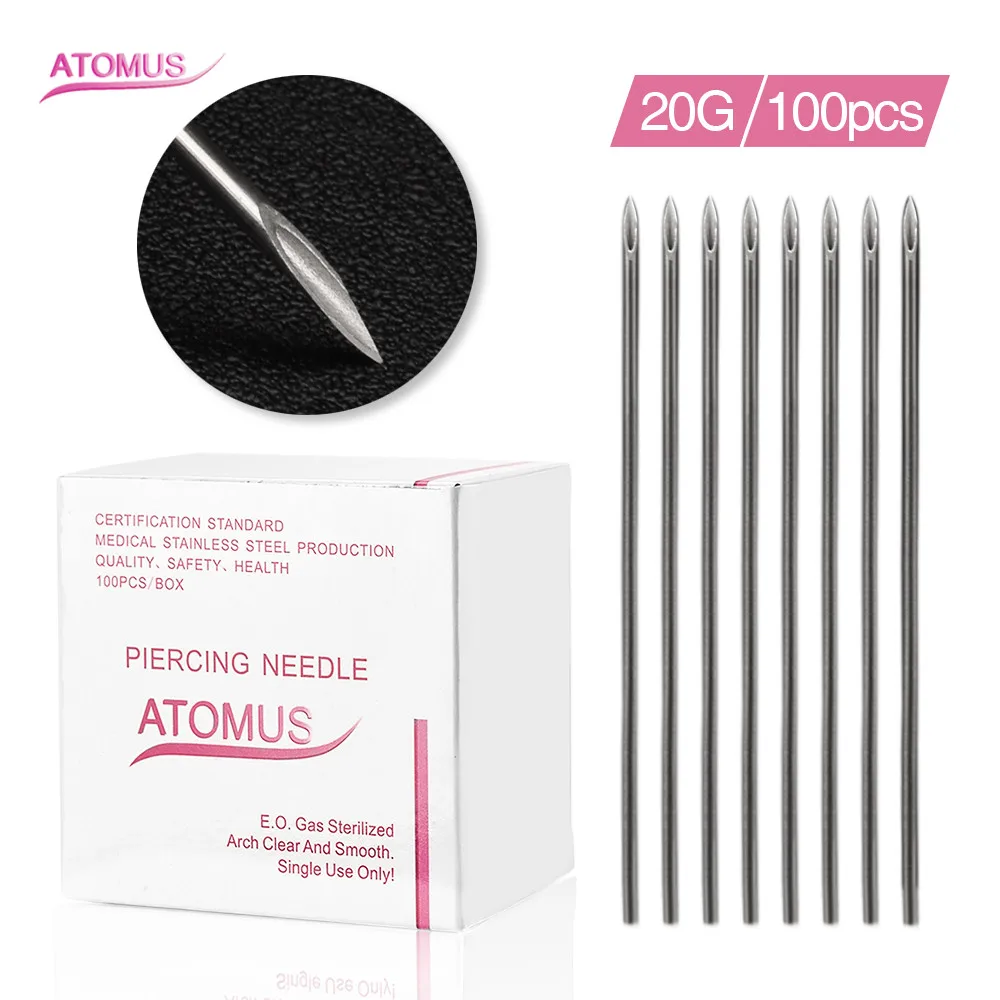 100pcs 20G Surgical Steel Tatto Piercing Needles Medical Tattoo Needles For Navel Nose/Lip/Ear Piercing good price medical surgery ears eyes nose and throat ent surgical instruments set