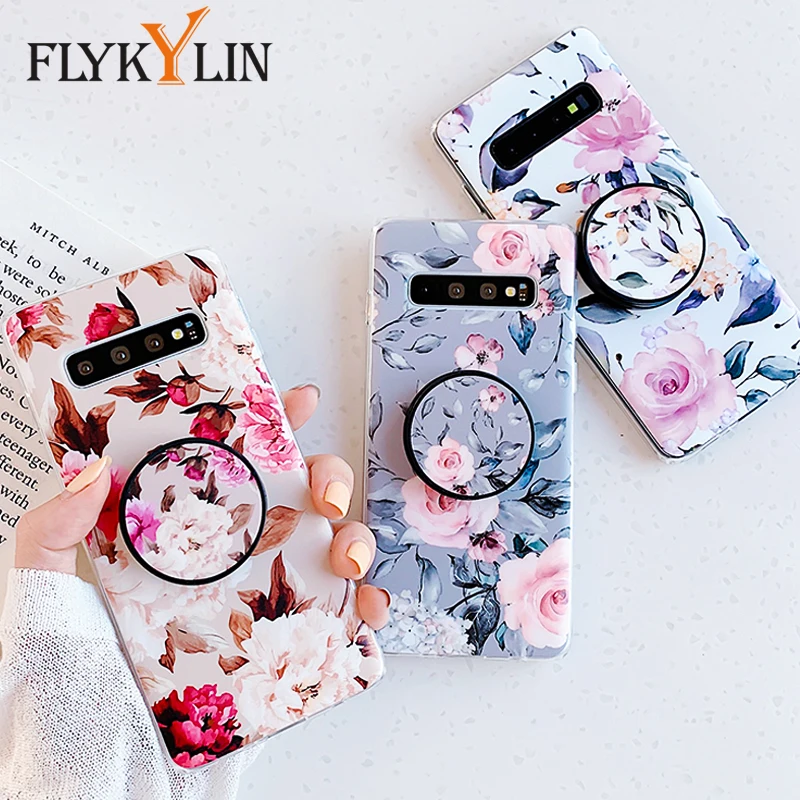 Чехол FLYKYLIN с розовым цветком для samsung Galaxy S10 S10e S9 S8 Plus задняя крышка на A40 A50 A70