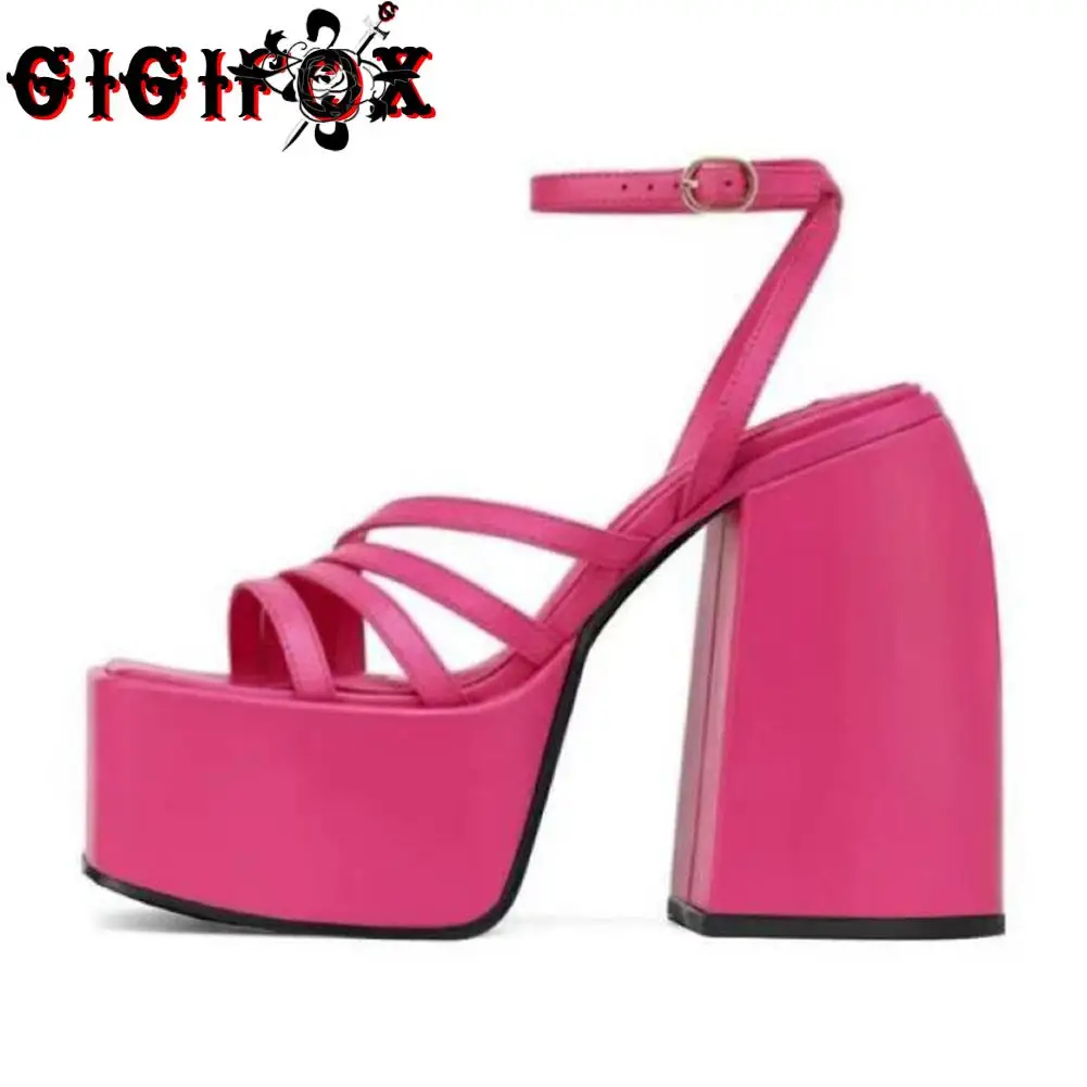 GIGIFOX Brand New 2022 Big Size 43 Summer White Goth High Heels Sexy Party Chunky Platform Sandals Shoes Women 