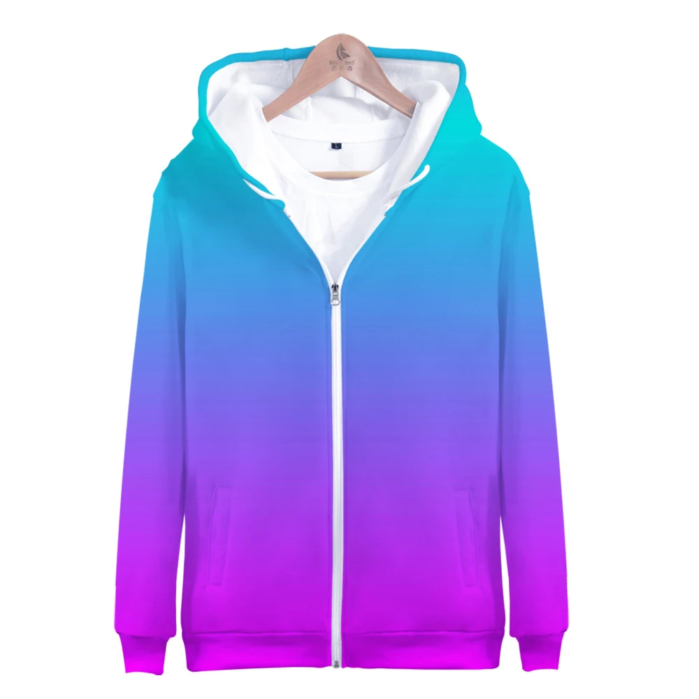 3d Rainbow Zipper Hoodie Men Hoodie Rainbow Gradient Purple