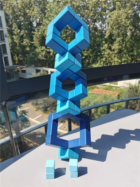 Baby Wooden Toys Rainbow Stacking Cubic Blocks / Kids Creative Wooden Cube Blocks Montessori Toy Gift 5