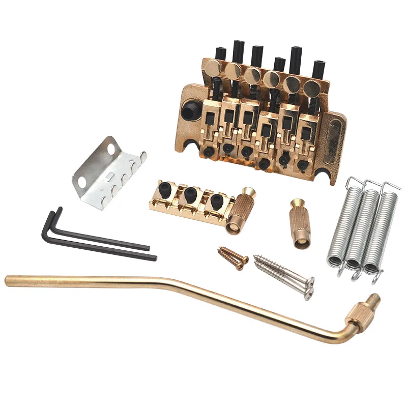 Electric Guitar Tremolo Bridge Systems with Logo Double Locking Edge with Whammy Bar - Цвет: Gold