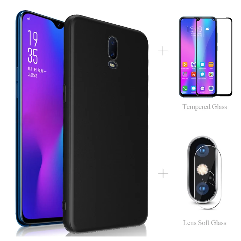 Матовый чехол накладка + закаленное стекло защита для камеры Realme X2 Pro XT 5 5S 3 3i X Lite 2