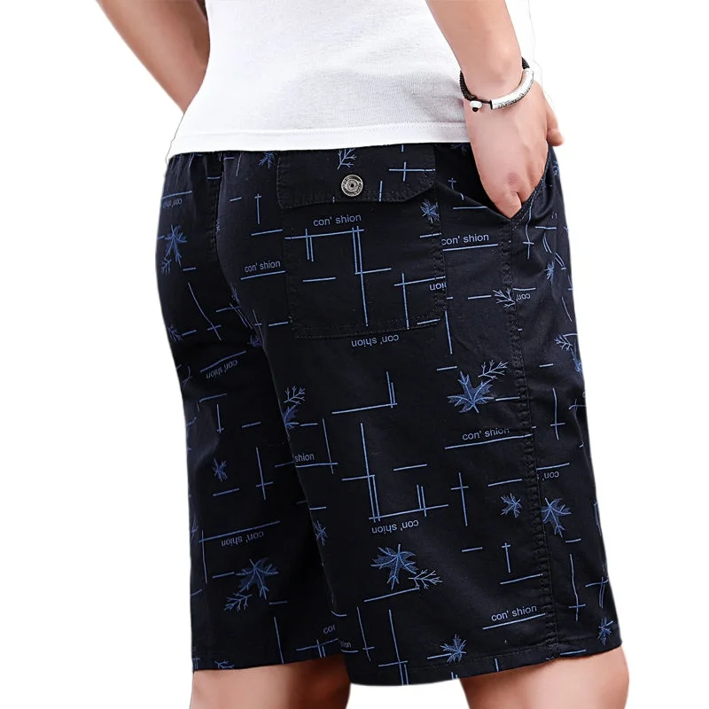 

Брюки 5 точек для мужчин среднего возраста, мужское свободное платье большого размера для папы, летние хлопковые повседневные брюки, шорты для людей среднего возраста