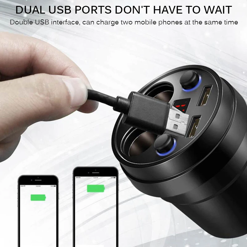 3.1A автомобильное зарядное устройство, автомобильный адаптер питания с 2 usb-портами, 2-разъемный Разветвитель Прикуривателя для iphone 8X11 смартфонов ipad