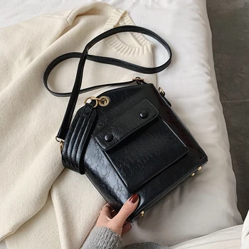 

2020 New Shoulder Messenger Bag Fashion Ladies Bags Casual Totes Retro Solid Color PU Women's Bags Luxury Designer Bucket Bags