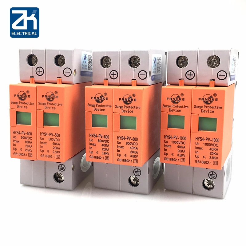 Dc 1000V 800V 500V 20ka ~ 40ka 2P 2 полюсный Spd дом Защита от перенапряжения защитное устройство