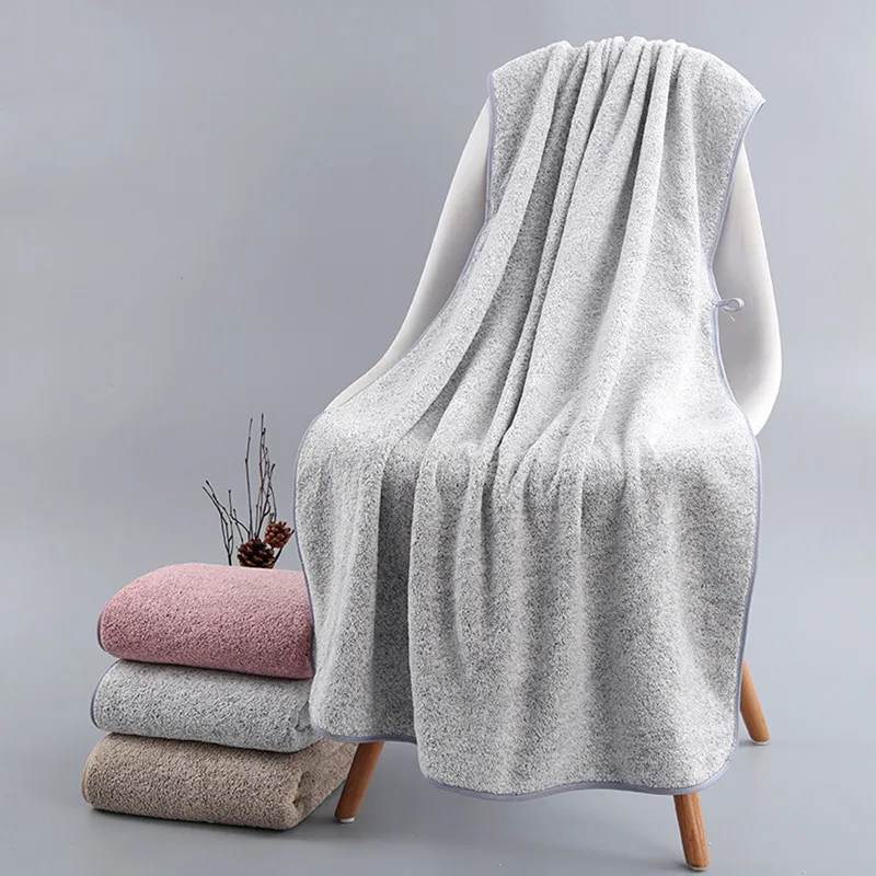 thick and big Bamboo Charcoal Coral Velvet Bath Towel For Adult Soft Absorbent Microfiber Fabric Towel Household Bathroom Towel 5