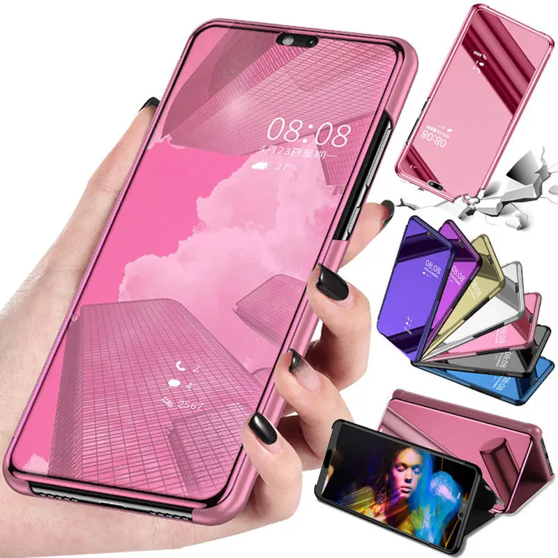 Custodie Flip Di Lusso Clear View Smart Mirror Cover Per Cellulare Per Lg V30 Lg V50