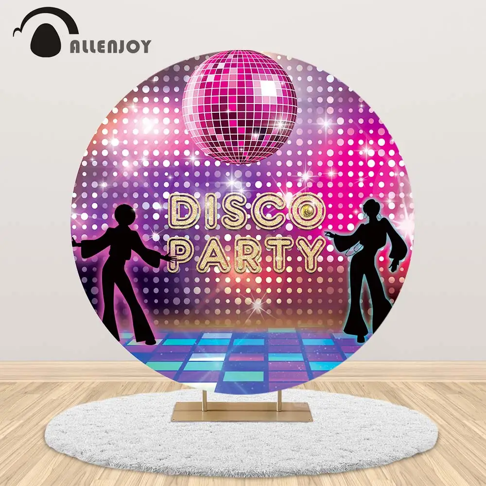 Allenjoy disco party round backdrop Flash dance floor glitter birthday glow dots decor custom background cover photobooth | Дом и сад