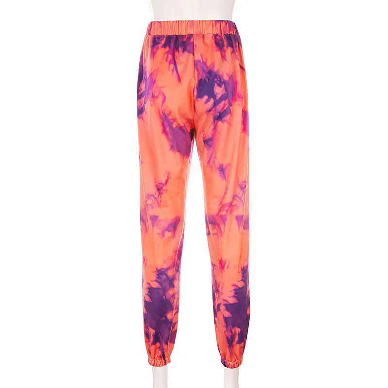 IAMHOTTY штаны с высокой талией и принтом Tie Dye, мешковатые штаны с карманами, спортивные свободные зимние спортивные штаны, модные женские штаны для тренировок