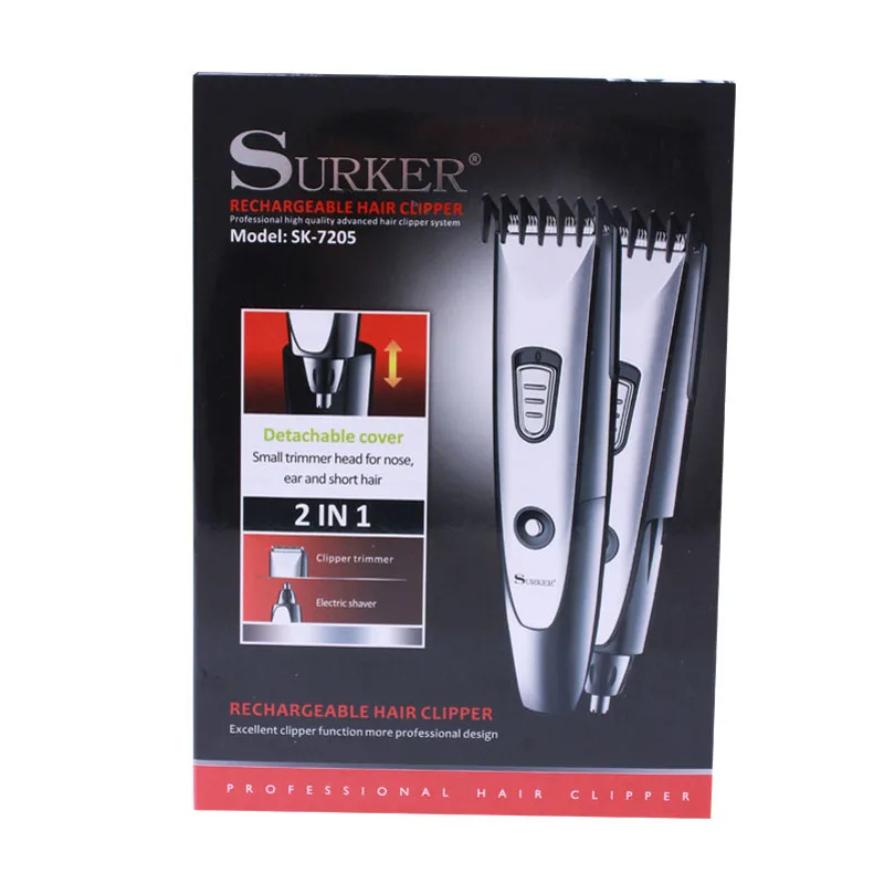 Surker электрический триммер для волос SK-7205 2 в 1 беспроводная перезаряжаемая машинка для стрижки волос триммер для носа триммер для бороды машинка для стрижки