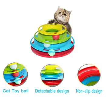 

Trilaminar Turntable Cat Toy Funny Pet Toys Cat Crazy Ball Disk Interactive Amusement Plate Play Disc Gift