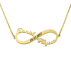 Ailin ожерелье для женщин серебряное бесконечное ожерелье под заказ имя колье-подвеска с датой 925 серебро колье подарок ювелирные изделия Bijoux