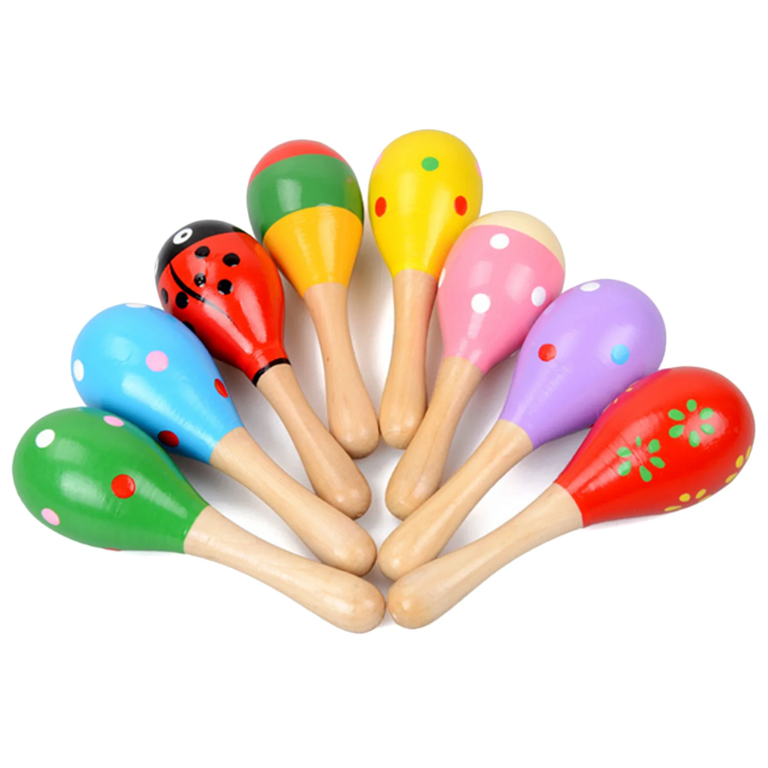 6 шт. Милая красочная деревянная ручная трамбовка maracas maraca ручная погремушка игрушки-шейкеры ребенок звук музыкальная Игрушки для раннего обучения