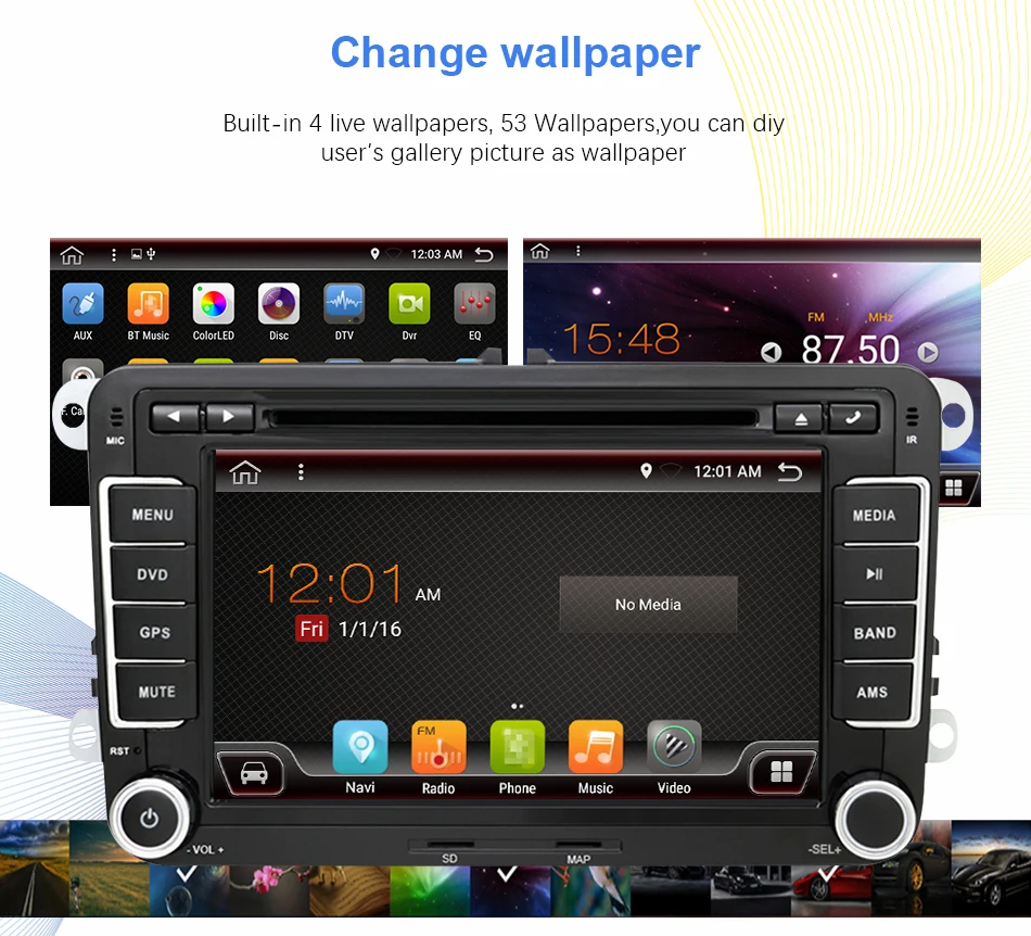 Eunavi 2din 7 дюймов Восьмиядерный Android 9,0 Автомобильный Dvd радио плеер Gps Navi для Vw Skoda Polo Passat B6 Cc Tiguan Golf 5 Fabia Wifi Rds