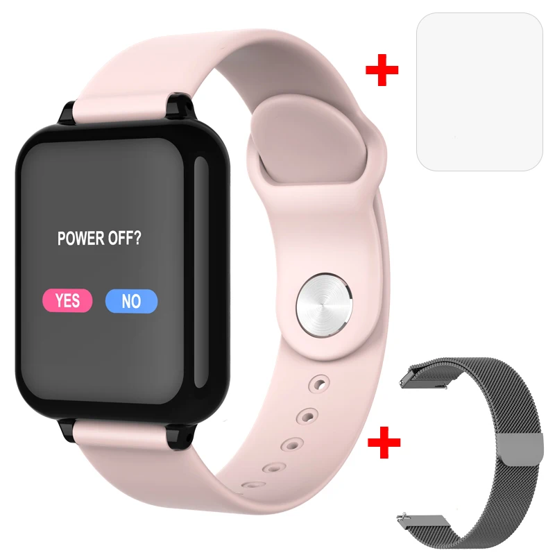 pink add black LEMDIOE b57 Смарт-часы для мужчин и женщин напоминание о звонках фитнес-трекер для Apple Watch Android IOS добавить Магнитный Миланский ремешок - Цвет: pink add black