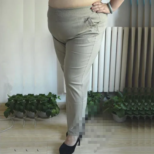 Капри, женские штаны размера плюс 3XL 4XL, эластичные прямые брюки с высокой талией, женские обтягивающие брюки среднего возраста с карманами J701