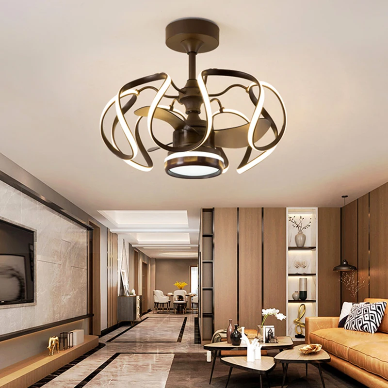 Светодиодный Невидимый потолочный вентилятор для спальни декоративная лампа