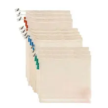 10 шт. с кулиской органический хлопок хранения покупок многоразовые для бакалейный продуктов портативный сетчатый мешок моющийся дорожный органайзер для овощей