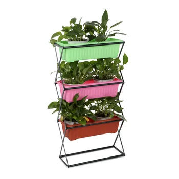 

iKayaa 3/4 Tier Metal Folding Plant Stand Garden Planter Flower Pot Stand Foldable Display Shelf 19.5KG/26KG Capacity