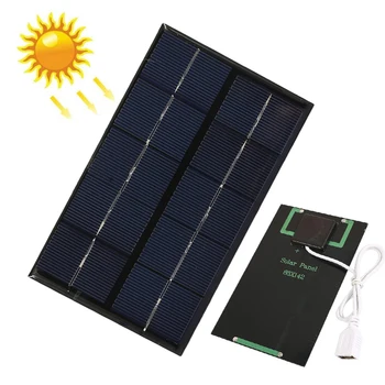 

Portable USB Solar Panel 5V 2W Solar Charger Polysilicon Panels Mini Solar System for Cell Phone Battery Power Bank Charging