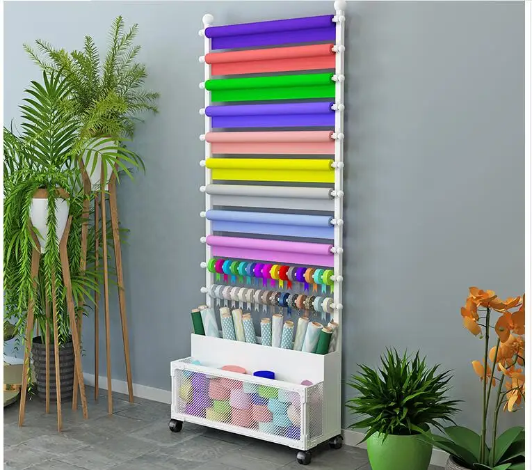 Floor-style flower shop ribbon ribbon storage display rack Flower wrapping paper rack cloth scarf towel display rack