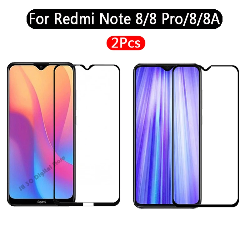 2 шт. закаленное стекло для Xiaomi Redmi Note 8 Pro Полное покрытие Защитная пленка экрана