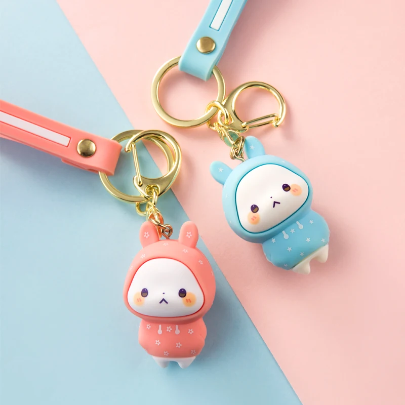 Cute Rabbit Doll Keychain Pendant Creative Personality Car Chain Ring A Pair Of Simple Couple Kawaii Bag Ornaments Girl Gift